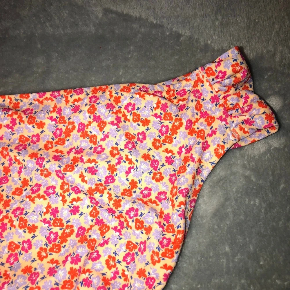Amazon Essentials Womens XL Ruched Bikini Swim Bottom Peach Micro Floral UPF 50+